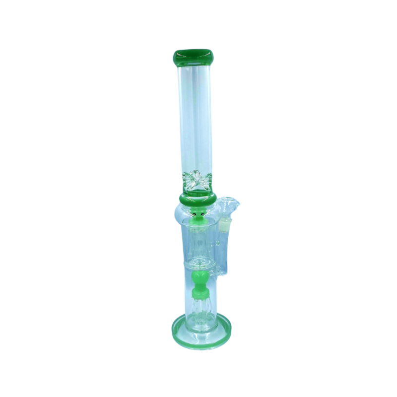 Octopus Double Tree Perc Straight Beaker Bong 20 Inch Green Artisan Smoke Shop 