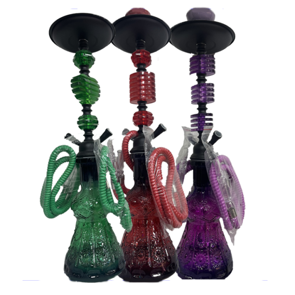 Hubbly Heart Crystal Cut Traditional Style Hookah 2 Pipes