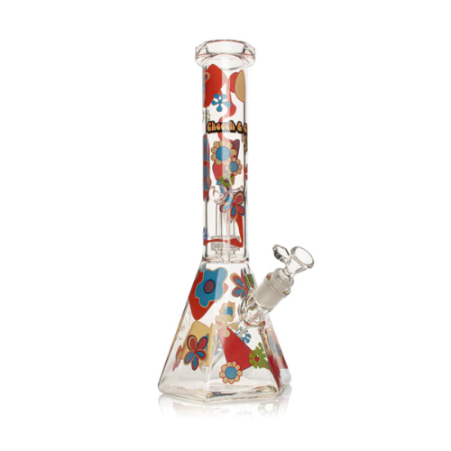 Cheech & Chong Glass 15" Power to the Flower Dual Chamber Hex Beaker Bong Artisan Smoke Shop