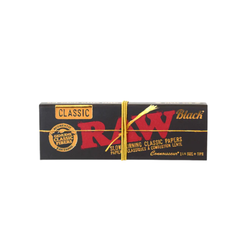 RAW Black Connoisseur 1 1/4 With Tips Artisan Smoke Shop